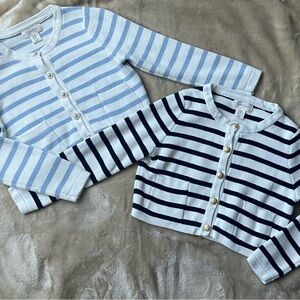 Jessica Simpson Striped Cropped Sweater Set- Duo- Size XS- Navy Blue- Light Blue